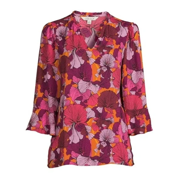 The Pioneer Woman Ruffle Neck Blouse with Flounce Sleeve - Picture 2 of 12